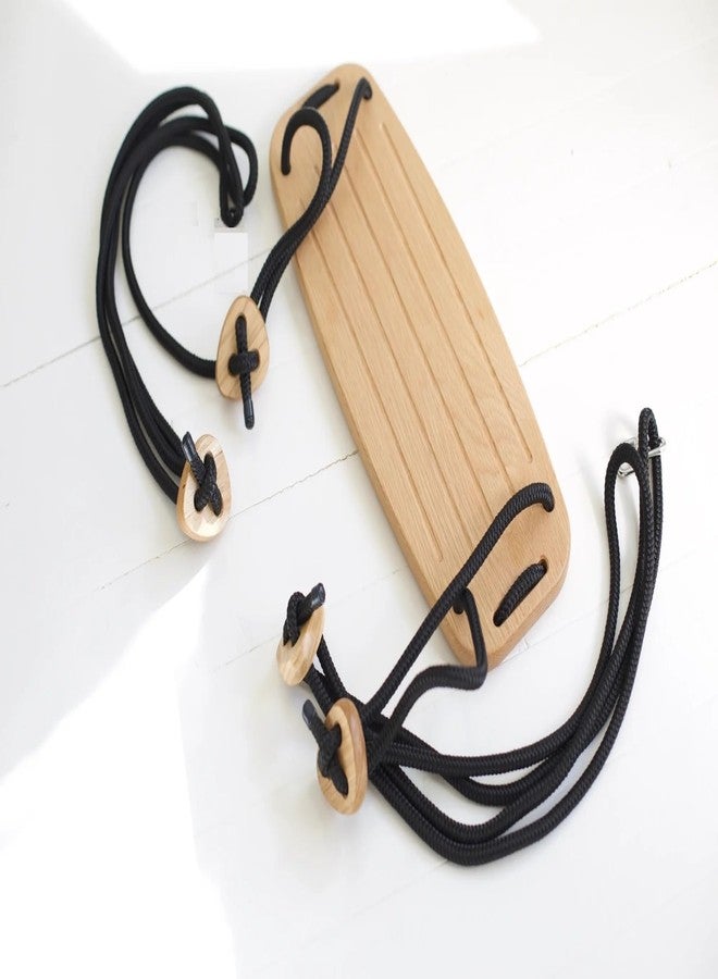Keebori Grand Swing Wooden Tree Swing, Premium Oak Board with Black Nylon Rope, Indoor Outdoor Garden Hanging Seat by KEEBORI (Black Rope) - Image 5